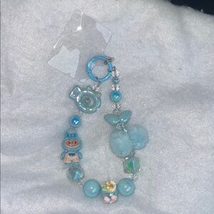Cute Labubu Phone Charm Strap wristlet beaded blue nwt